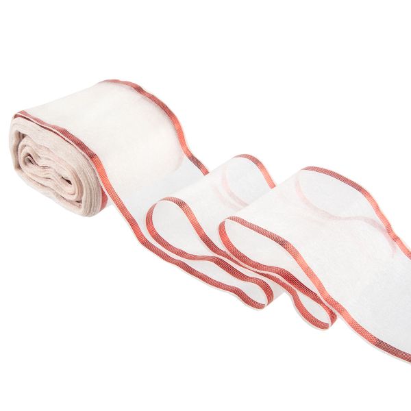 Лента капроновая для бантов 75 мм, / 25 метров, с метал. кромкой, белый/ красный, Gamma С 3502 с метал. кромкой