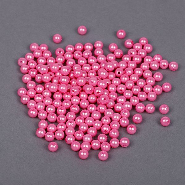 Бусины пластик (перламутр) ⌀8 мм, цв. 096 яр.розовый, 50 гр. (213 шт), Magic4Hobby