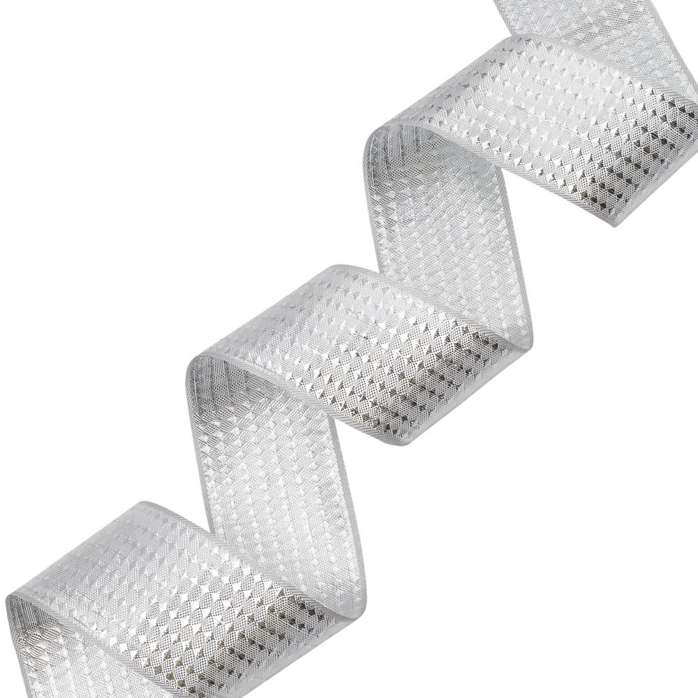 Лента декоративная подарочная 40.0 мм / 25±1 метров, рис.9027, 1 серебро, С3688Г17 Стрела-40