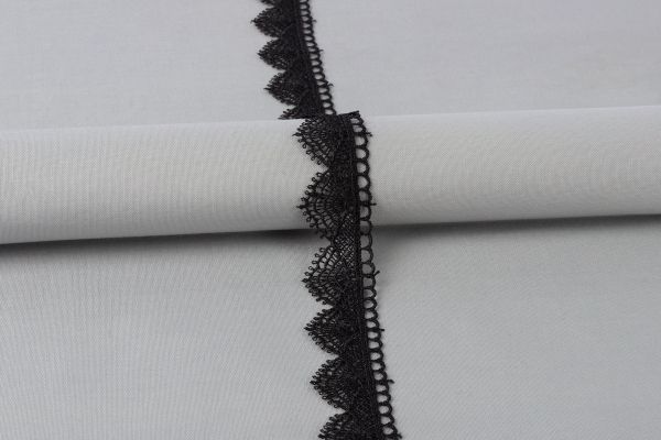 Кружево гипюр (плетёное) 27 мм / 10 м, GP002BL черный, Gamma GGM-2702