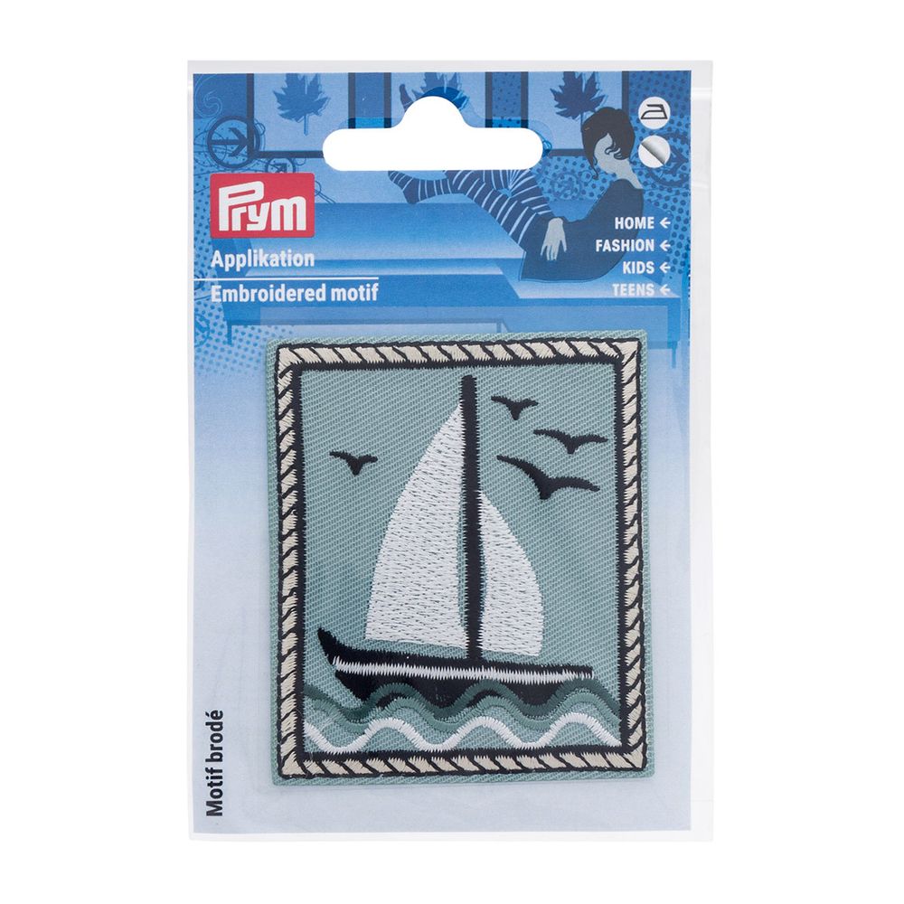 Термоаппликация самоклеящаяся/приутюживаемая Парусник син./беж. 1шт Prym, 921551