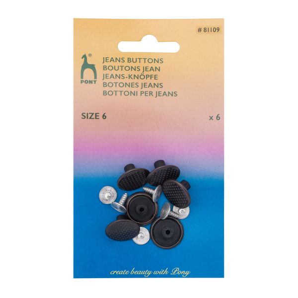 Пуговицы джинсовые ⌀17 мм, Точки, материал верха: сталь, т.медь, 6 шт, Pony, 81109