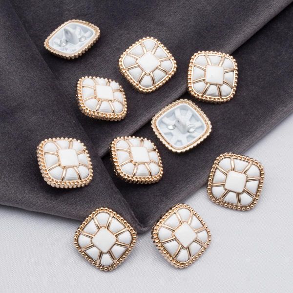 Пуговицы на ножке 28L=18 мм, металл, GD.White (золото-белый), 10 шт, MP07