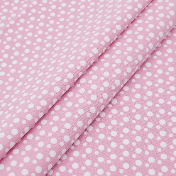 Ткань коллекция Jersey, 48х50см, 95% хлопок, 5% эластан Gutermann (43 розовый/белый горошек), 647712