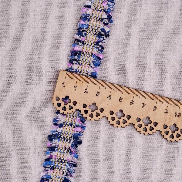 Тесьма твидовая Шанель с люрексом 2 см / 41,2м, 2 синий, 3AR2651