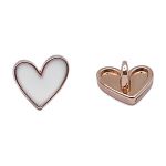 Пуговицы на ножке фигурная Сердце 16L (10мм), металл (White/G (белый/золото)), MEs-2012, 36 шт