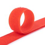 Лента контактная липучка фасовка (велкро) пришивная 20 мм / 5 шт по 25 см, 026 красный, Gamma LG-20, ПАРА (крючок+петля), качество "B"