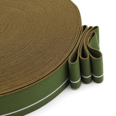 Резинка для мужских трусов и боксеров 30.0 мм / 25 метров, тканая мягкая, 21 г/м, хаки/белый полоса