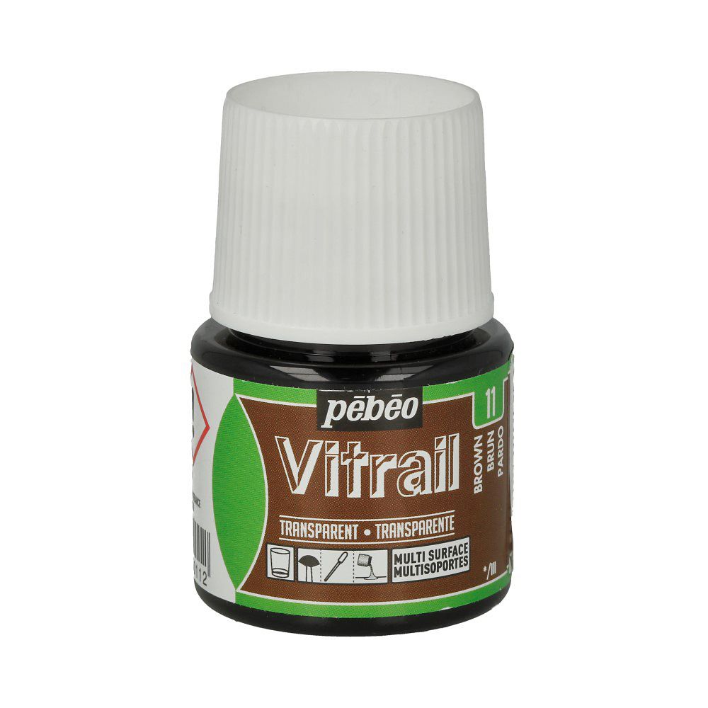 Краска для стекла и металла лаковая прозрачная Vitrail 45 мл, 050-011 коричневый, Pebeo