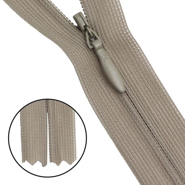 Молния потайная (скрытая) Т3 (3 мм) 1 зам., н/раз., 20 см, св.оливковый, 31207 / 20, 10 шт