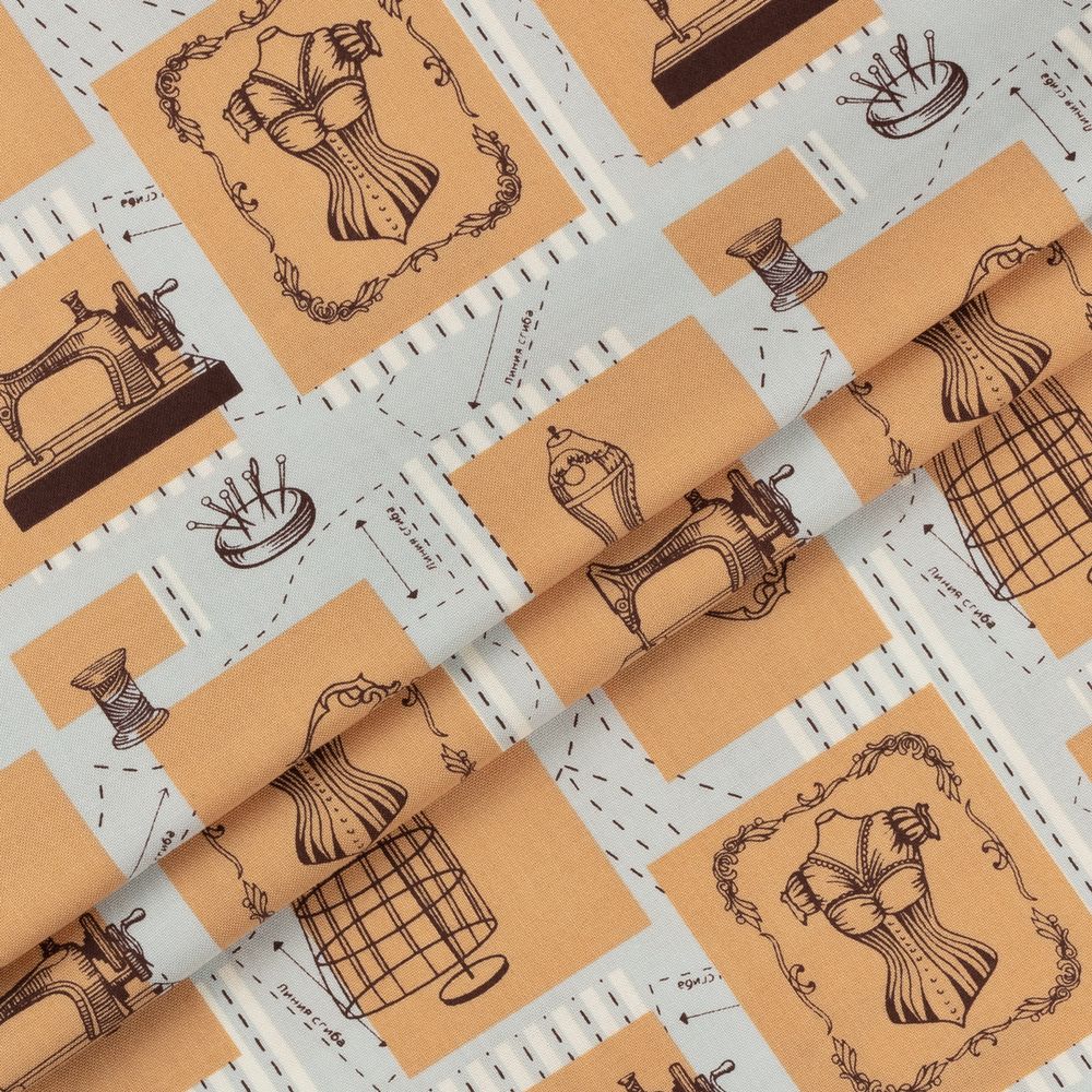 Ткань для пэчворка Peppy Век моды, рулон 112 см / 5 метров, ВМ-01 Панель серый, Peppy