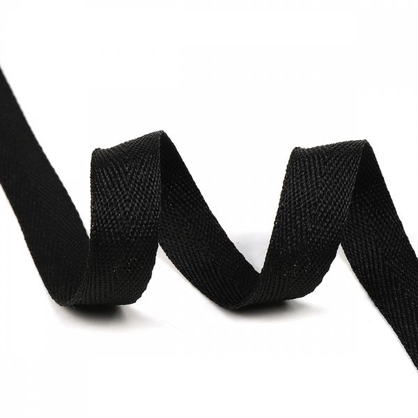 Тесьма (лента) киперная п/э 20 мм / 50 метров, 4 г/м², TBY.15F322, цв.F322 черный