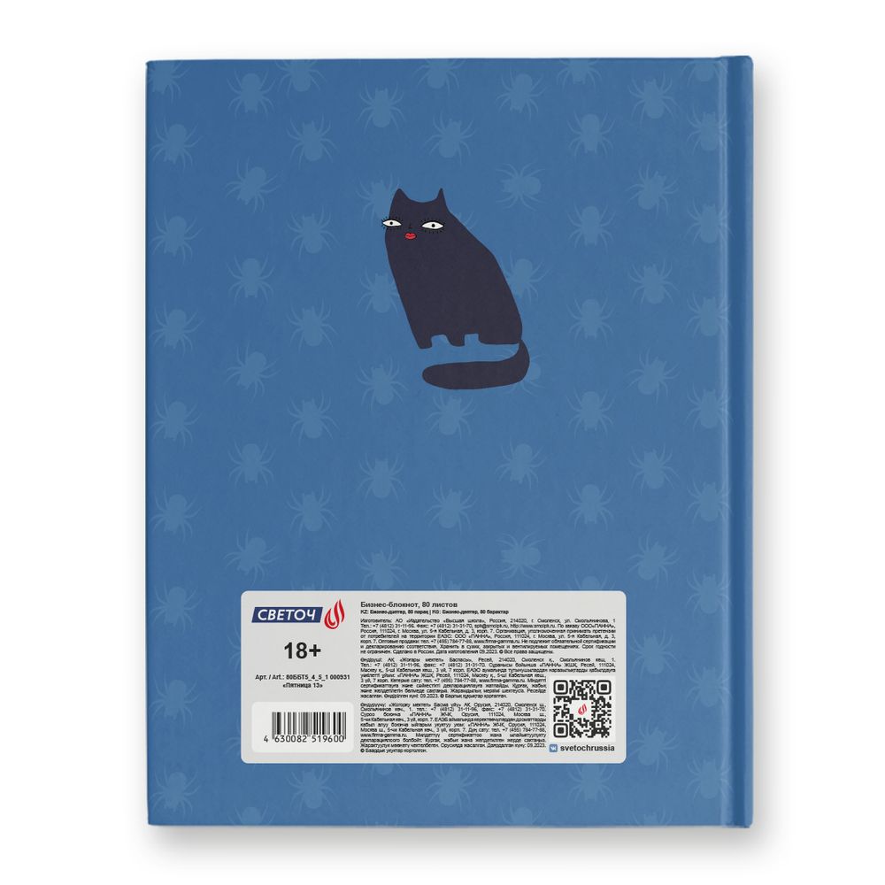 Бизнес-блокнот, глянцевая ламинация, A5+ 80 л. 22 шт, клетка, Пятница 13 000931, Светоч 80ББТ5_4_5_1