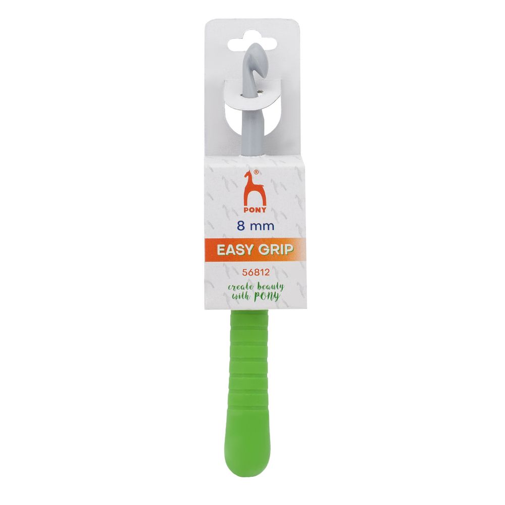 Крючок для вязания Pony Easy Grip ⌀8.0 мм, 15 см с мягкой ручкой, пластик, 56812