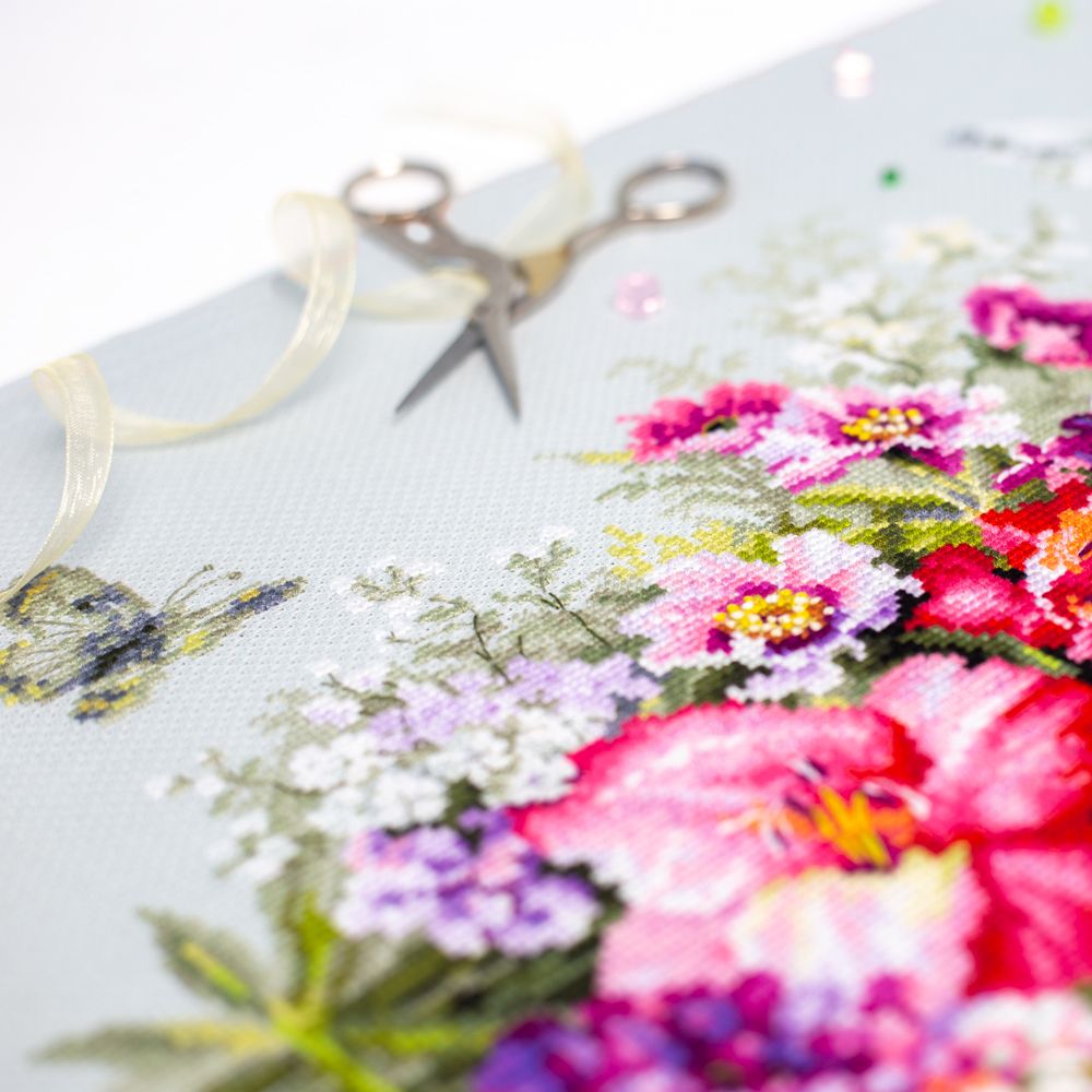 Набор для вышивания нитками Чудесная игла Premium, Яркий дуэт 45х25 см