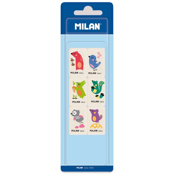 Ластики 21х6.5х1.5 см, набор, 6 шт, 9202, Milan BMM9202