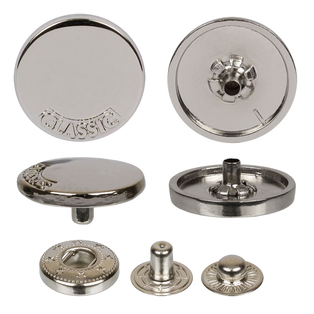 Кнопка Альфа (S-образная) ⌀20.0 мм, 36 шт, металл, нерж., 04 никель, MIKRON JK 001