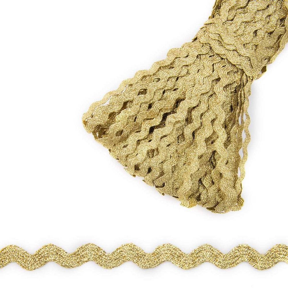 Тесьма вьюнчик с люрексом, 7 мм, 30м (золото), 30 м