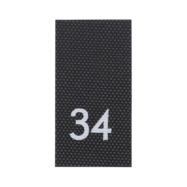 Этикетка-размерник 10х20мм П/Э, 100 шт/упак, черный фон/белый шрифт (MN) (34)