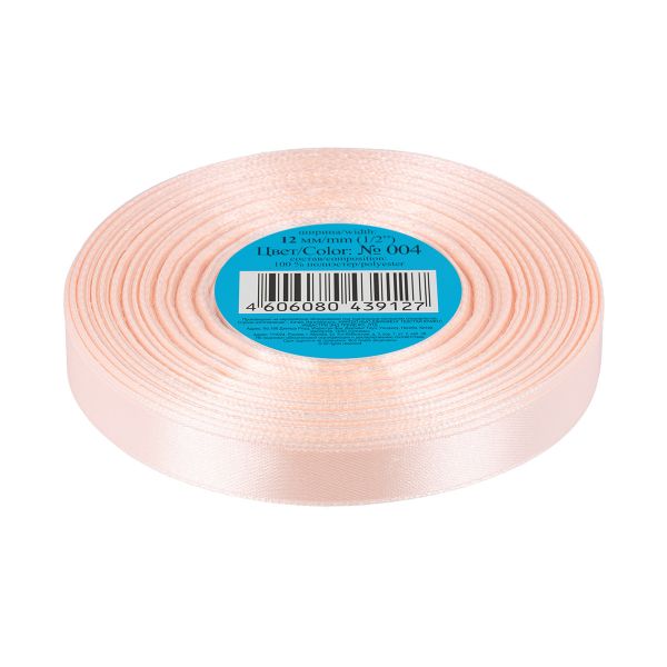 Лента атласная 1-сторонняя 12.0 мм / 33±2 метра, 004 бл.розовый, Gamma