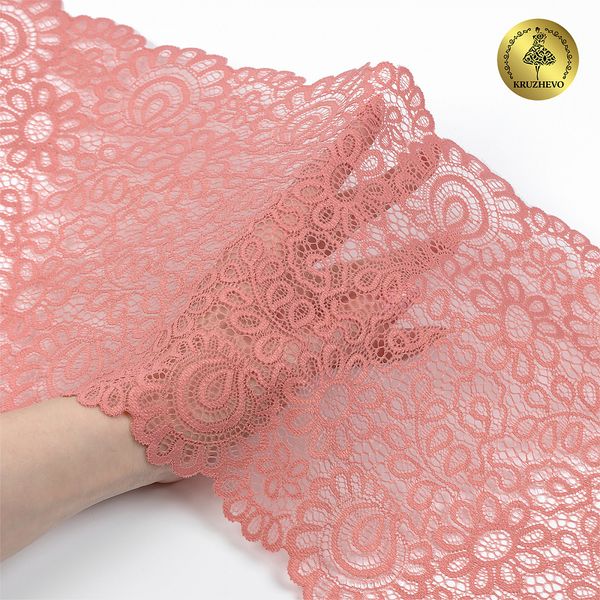Кружево бельевое эластичное 180 мм / 20 м, 268, цв.154 розовая пудра, Kruzhevo