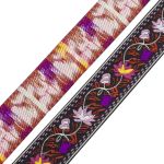 Лента (тесьма) жаккардовая 33.0 мм / 7 метров, бледно-розовые цветы, 11820