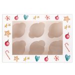 Коробка под 6 капкейков с ложементом 25х17 x10 см, Рождество, S-Chief CBC-001