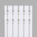 Молния металл джинсовая Т5 (5 мм) 1 зам., н/раз., 14 см, белый, 39082/14-Н, 10 шт
