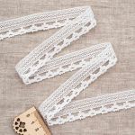 Кружево вязаное (тесьма) 24 мм / 3,4 м, ±4 см, белый