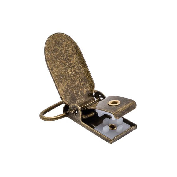 Клипса для подтяжек гладкая 25.0 мм, сталь (антик), 20 шт