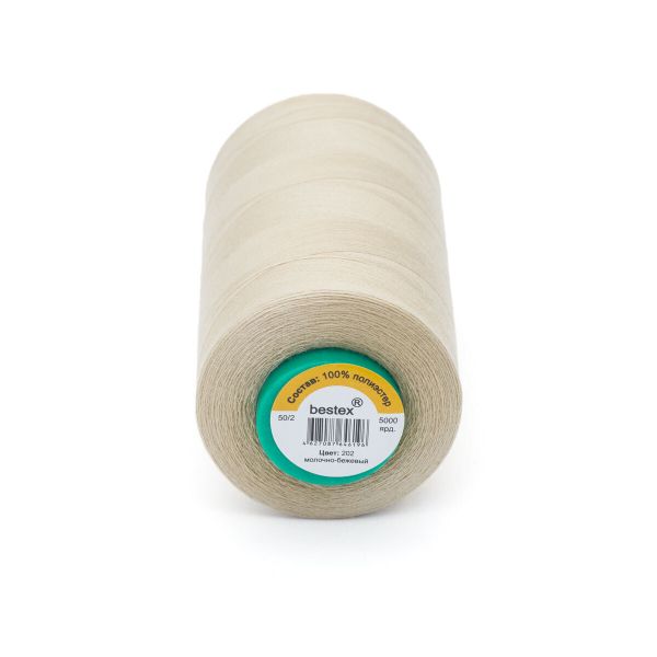 Нитки универсальные Bestex 50/2, 4570 м (5000 ярд) / 1 кат., 202 молочно-бежевый