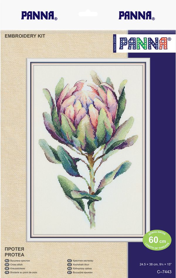 Набор для вышивания нитками Panna C-7443, Протея, 24.5х38 см
