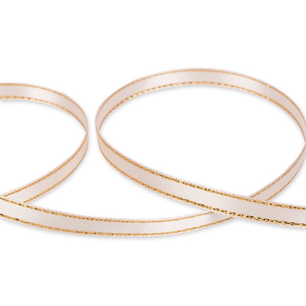 Лента атласная 2-сторонняя с метанитью 6.0 мм / 33±2 метра, №002/бл.розовый/золото, Gamma AL-6M