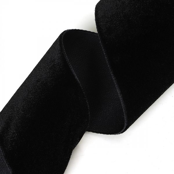 Лента бархатная (тесьма) 38.0 мм / 22.86±1 метров, арт.38VR03 нейлон цв.черный