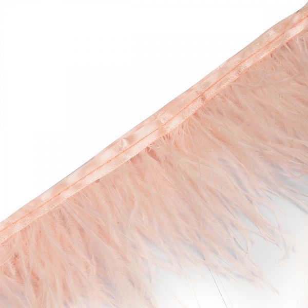 Перья на ленте Страус 8 см, FBY-08-122, цв. кремовый, 2м