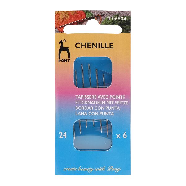 Иглы ручные для синели с серебряным ушком Chenille №24, 6 шт, PONY, 06804