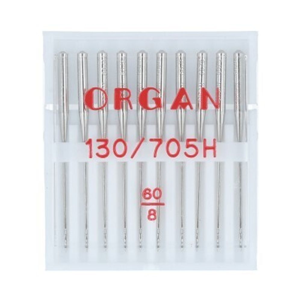 Иглы для швейных машин базовые универсальные 130/705 H, №60, 10 игл, в пенале 5110060 60, ORGAN