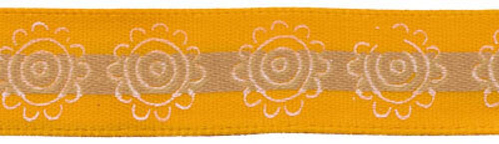 Лента атласная с рисунком 12 мм, 22.8 м, F37/137 цветок/оранжевый, Gamma ALP-122