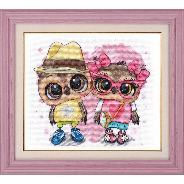 Набор для вышивания нитками Овен, Первая любовь 18х16 см