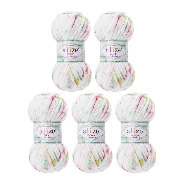 Пряжа Alize (Ализе) Mini Colors серия Бархат (Velluto) / уп.5 мот. по 100 г, 68м, 8114 принт