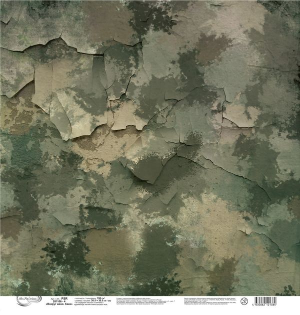 Бумага для скрапбукинга Вокруг меня. Хаки 190 г/м², 30.5х30.5 см, 10 шт, 4, Mr.Painter PSR 201106