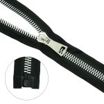 Молния трактор Т10 (10 мм) 1 зам., разъем., 80 см, декор. звено, ник / черн, 5 шт