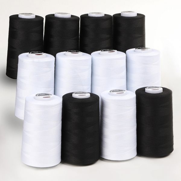 Нитки швейные Max 40/2, 4570 м (5000 ярд), ассорти ч/б / 12 бобин