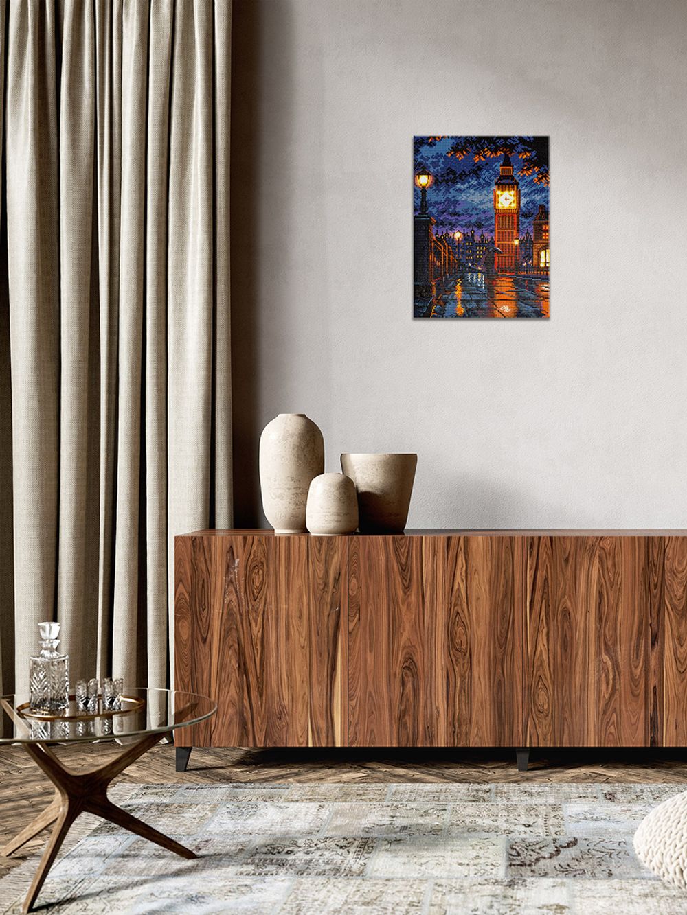 Кристальная (алмазная) мозаика Фрея ALDD-309, на подрамнике, Ночной Биг-Бен (со светодиодами), 30х40 см