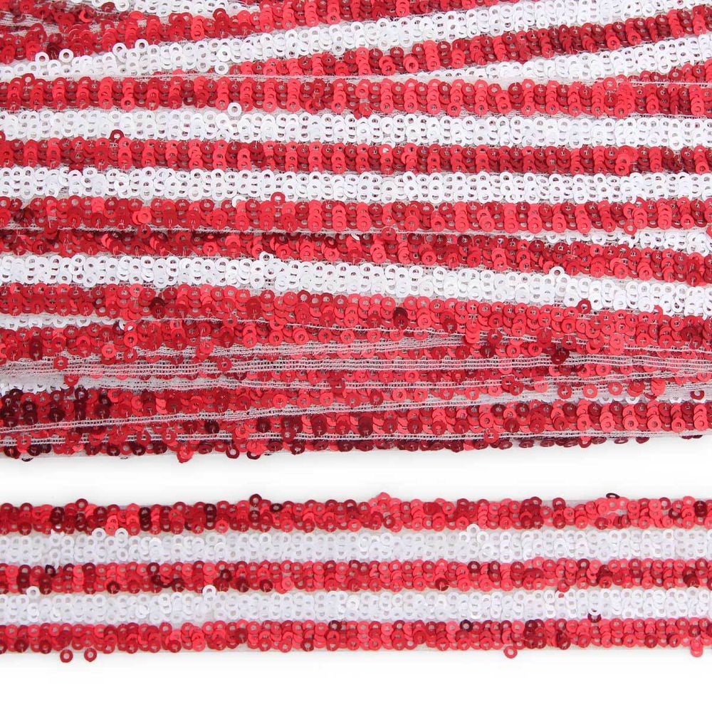 Тесьма с пайетками лампасная 3,5см / 14,63м (красный), 3AR070