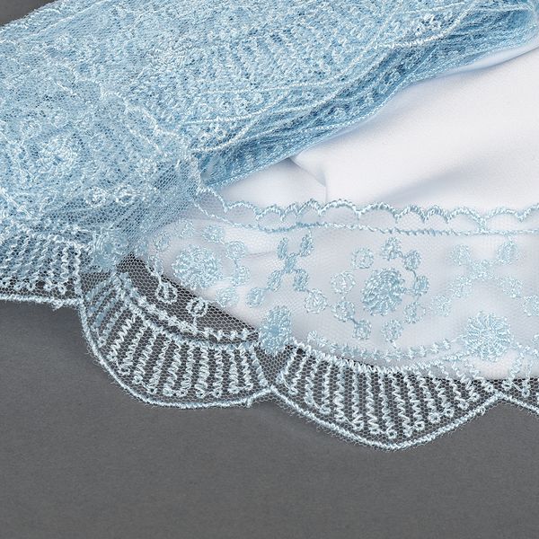 Кружево на сетке 55 мм / 13.71 метра (жесткая сетка), Exclusive TBY J2052W-2, цв.B1515 голубой, Kruzhevo