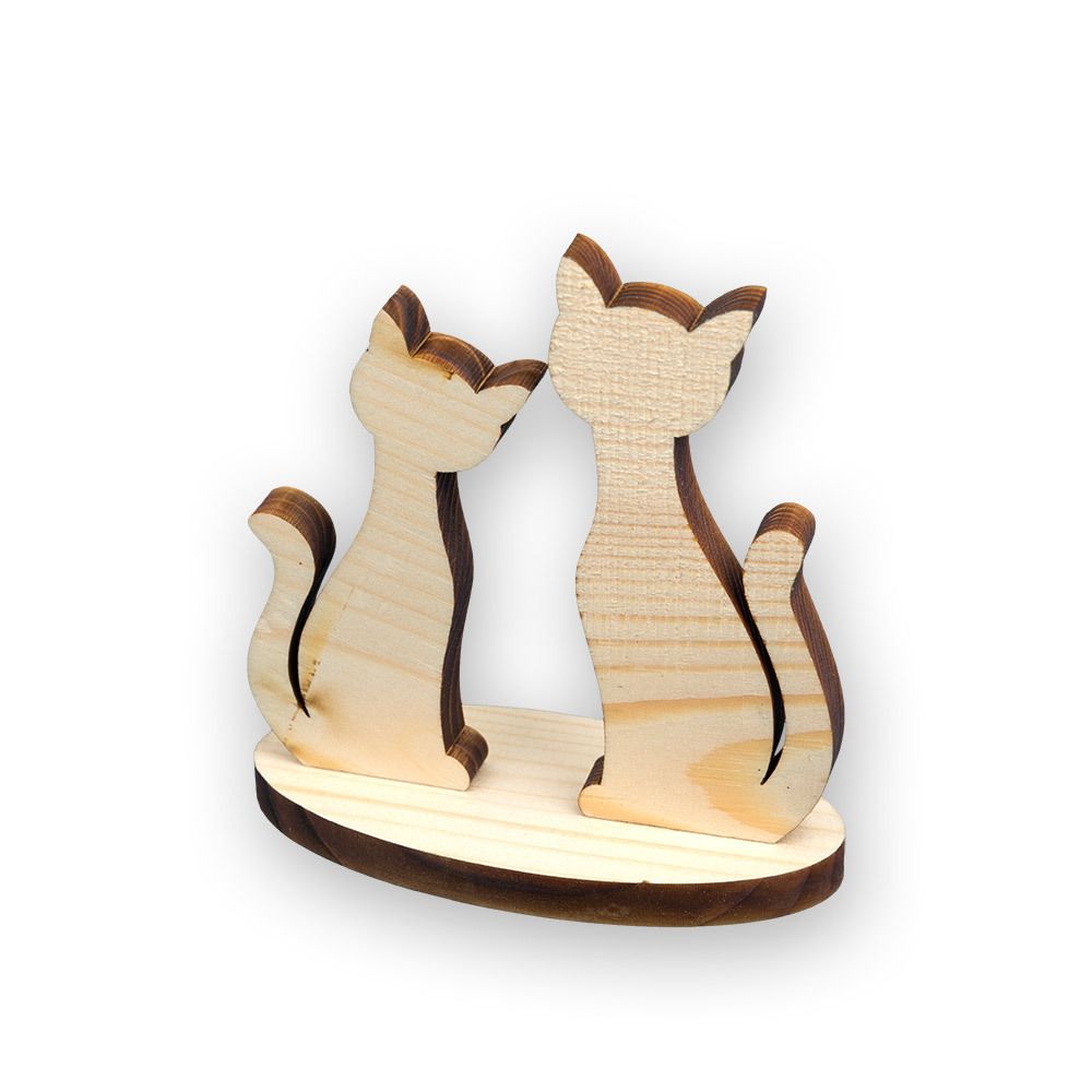 Заготовка деревянная Набор Коты на подставке, сосна, 11х13 см, ВД-356 Mr.Carving