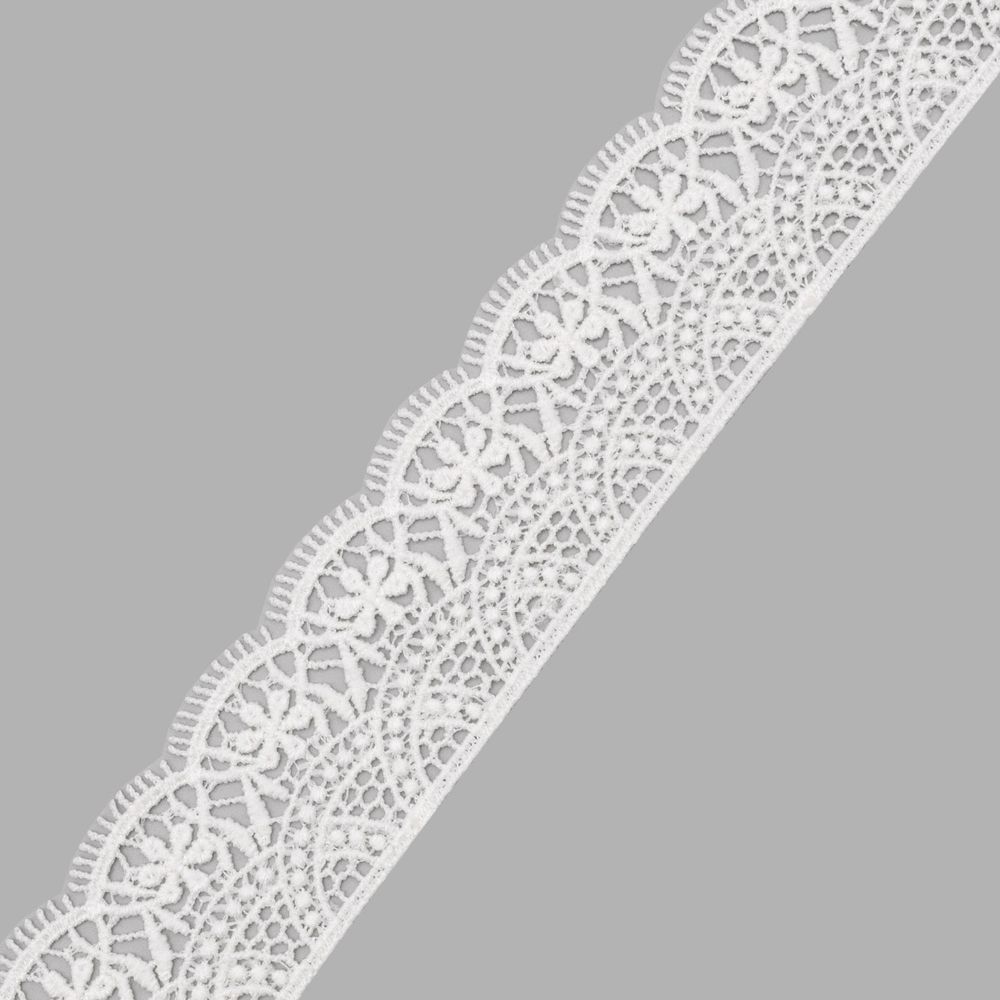 Кружево гипюр (плетёное) 45 мм / 9.14 метров, матовое 571 молочный