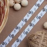 Лента репсовая (в рубчик) Девочка в платьице, 10 мм, 3м, черно-белый