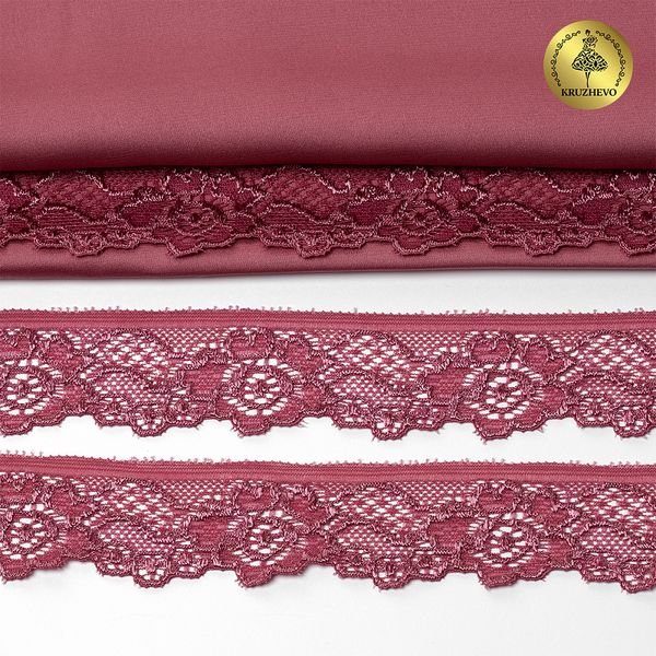 Кружево эластичное (стрейч) 30 мм / 5 метров, TBY.L839, цв.2925/S256 розовый рубин